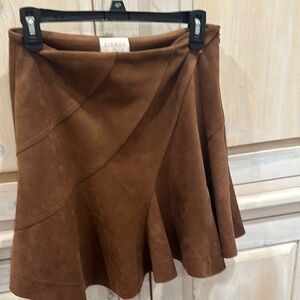 Brown Asymmetrical Fit and Flare Mini Skirt